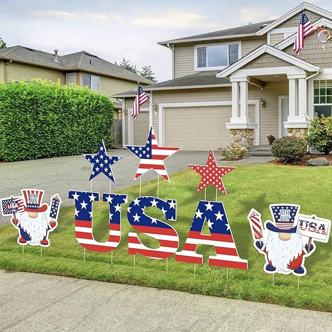 8 PCS Memorial Day Yard Sign Decorations-4th of July Decorations Outdoor-Weatherproof Corrugated ... | Amazon (US)