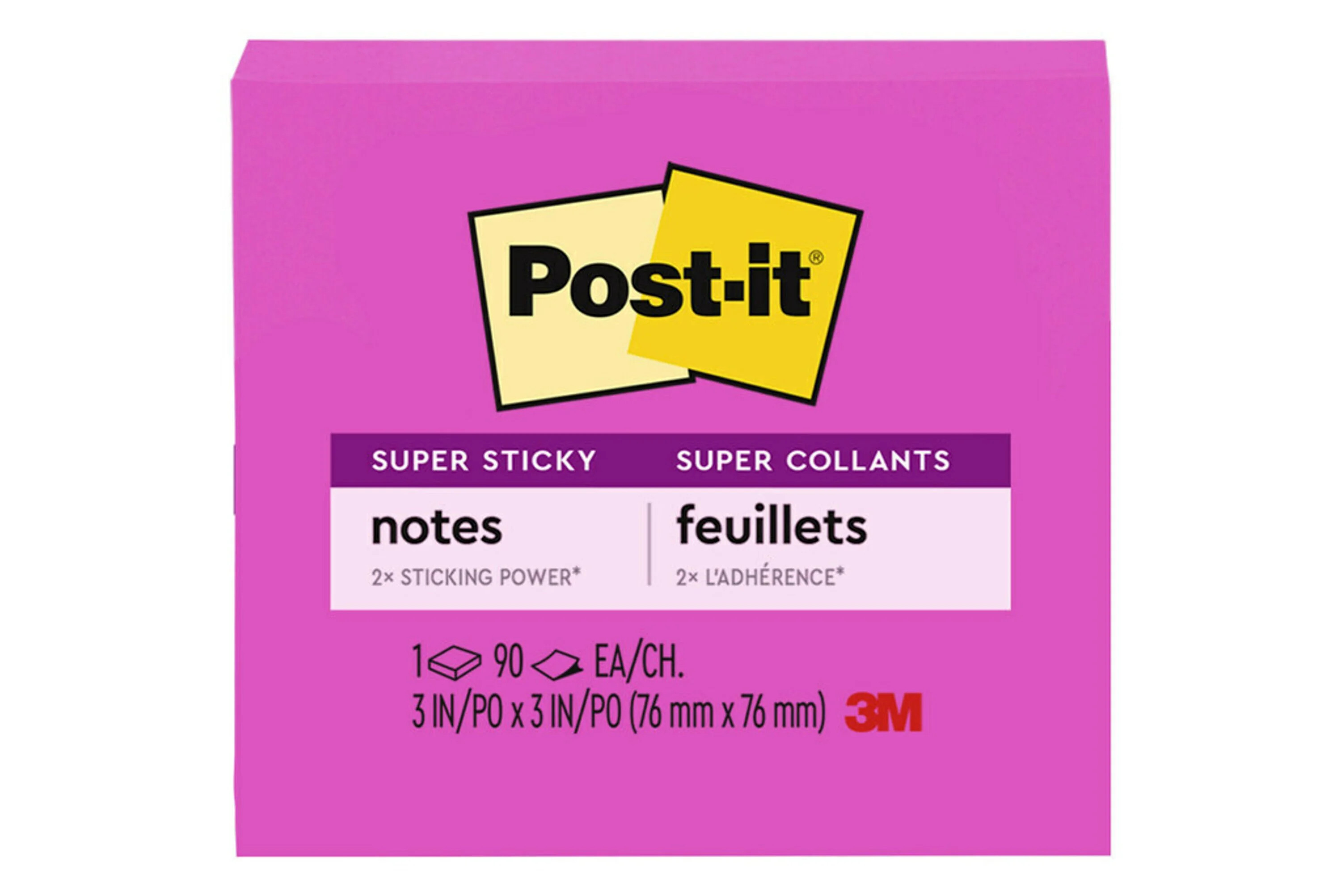 Post-it Super Sticky Notes, 3 in x 3 in, Bright Pink, 1 Pad - Walmart.com | Walmart (US)