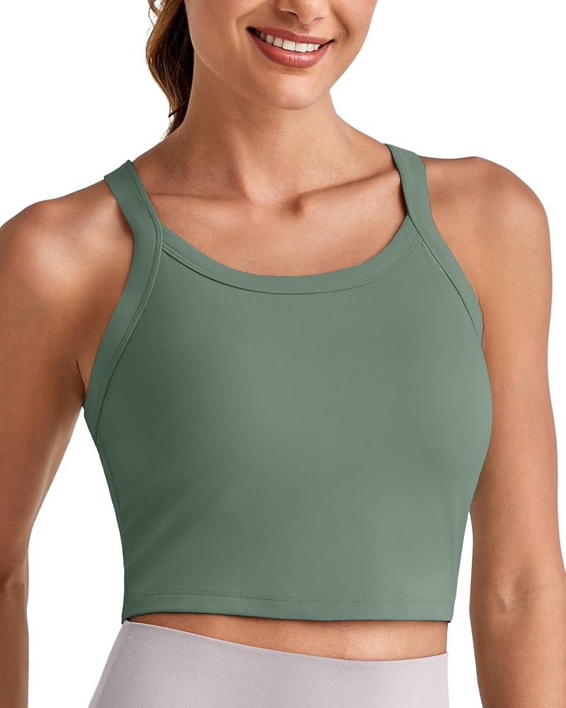 G4Free Barefeel Cropped Workout Tops for Women Built in Bra Removable Padded Longline Sports Bras... | Amazon (US)