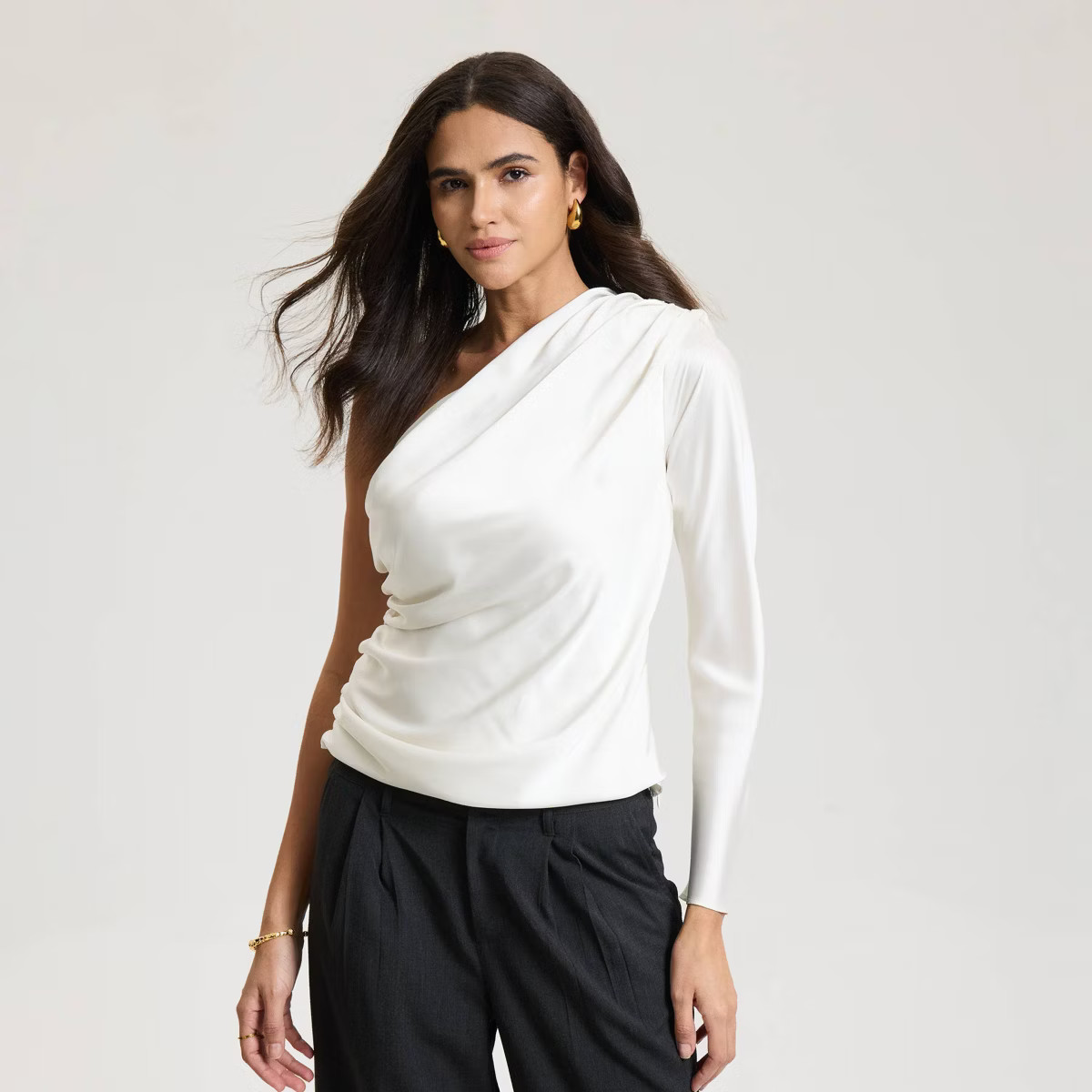 Women's Satin One-Shoulder Draped Top - A New Day™ | Target