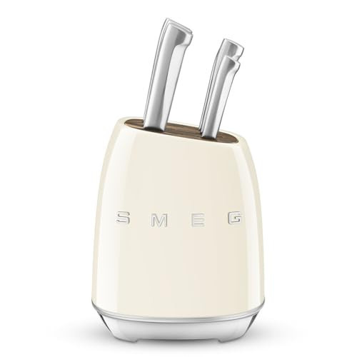 Smeg Cream Stainless Steel Knife Block Set | Amazon (US)