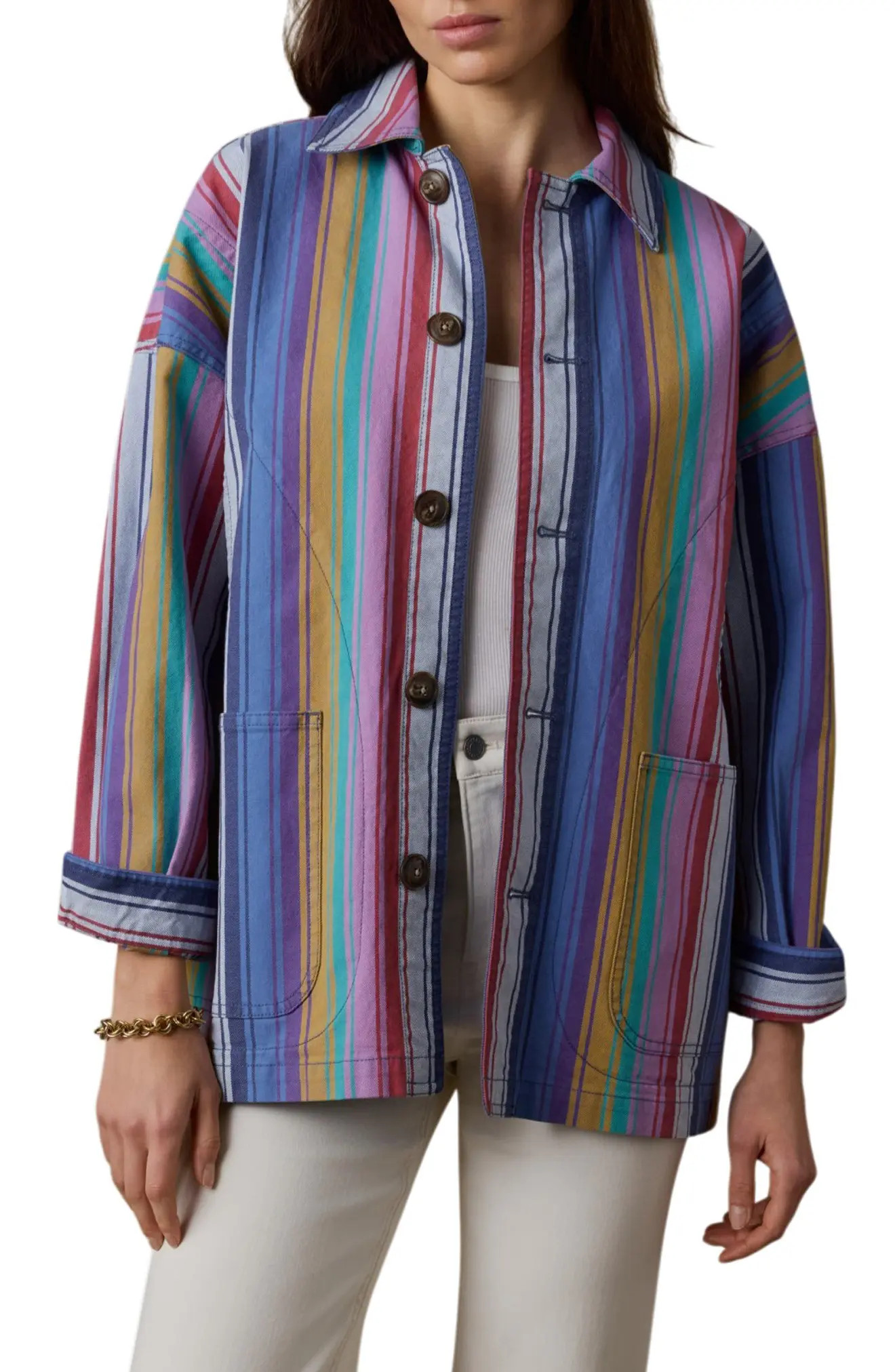Sunset Stripe Denim Chore Jacket (Women) | Nordstrom | Nordstrom