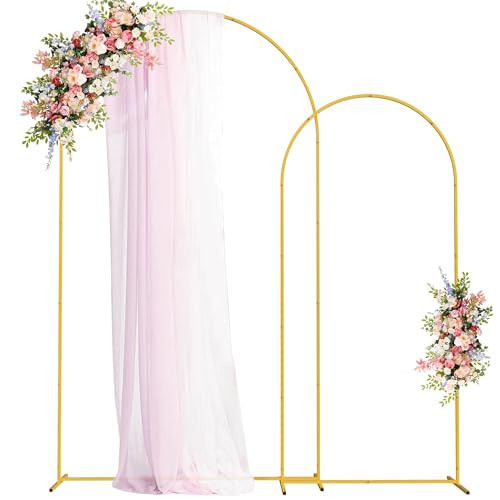 Fomcet Metal Arch Backdrop Stand Set of 2 Gold Wedding Arch Stand 7.2FT & 6FT Arched Backdrop Frame for Birthday Party Baby Shower Graduation Ceremony Decoration | Amazon (US)