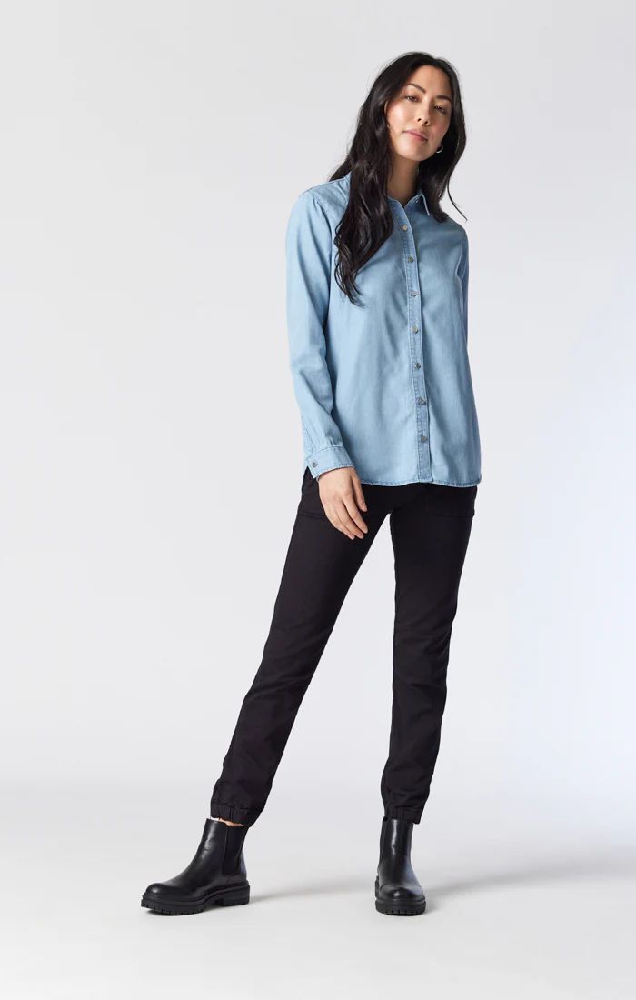 Mavi Women's Shelby Semi-fitted Denim Shirt in Light Denim | Mavi CA