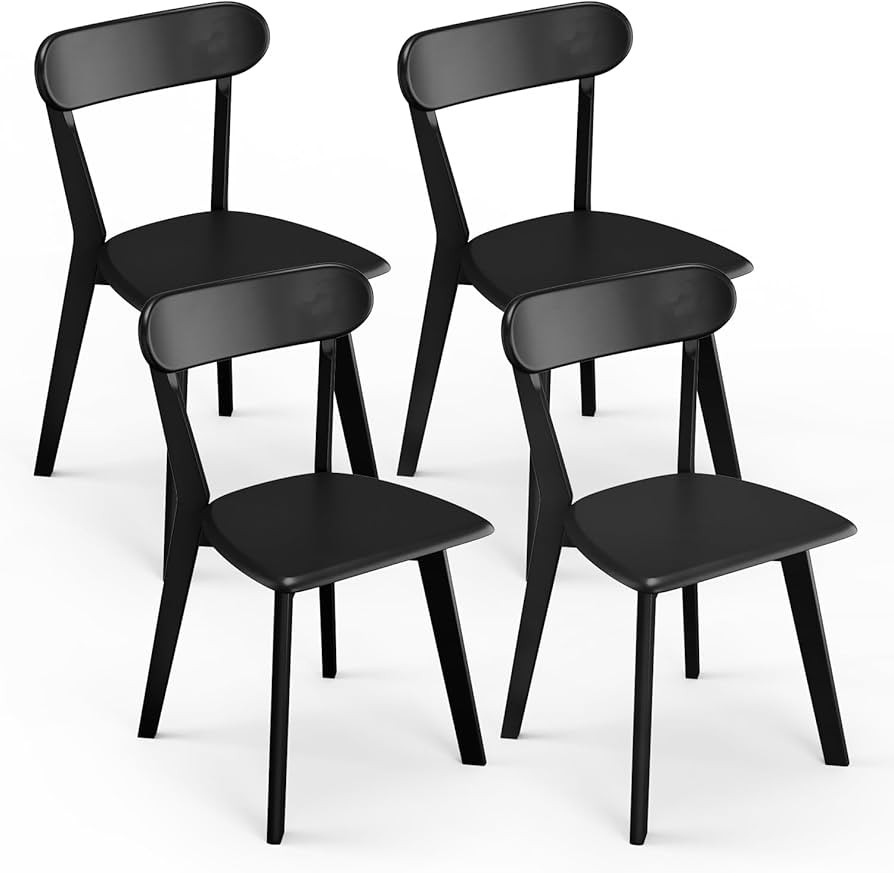 Solid Wood Dining Chairs Set of 4, Farmhouse Kitchen Chairs with Oak Backrest, Wooden Dining Room... | Amazon (US)