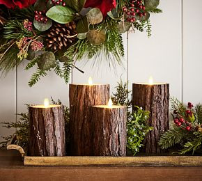 Premium Flickering Flameless Candle - Brown Bark | Pottery Barn (US)