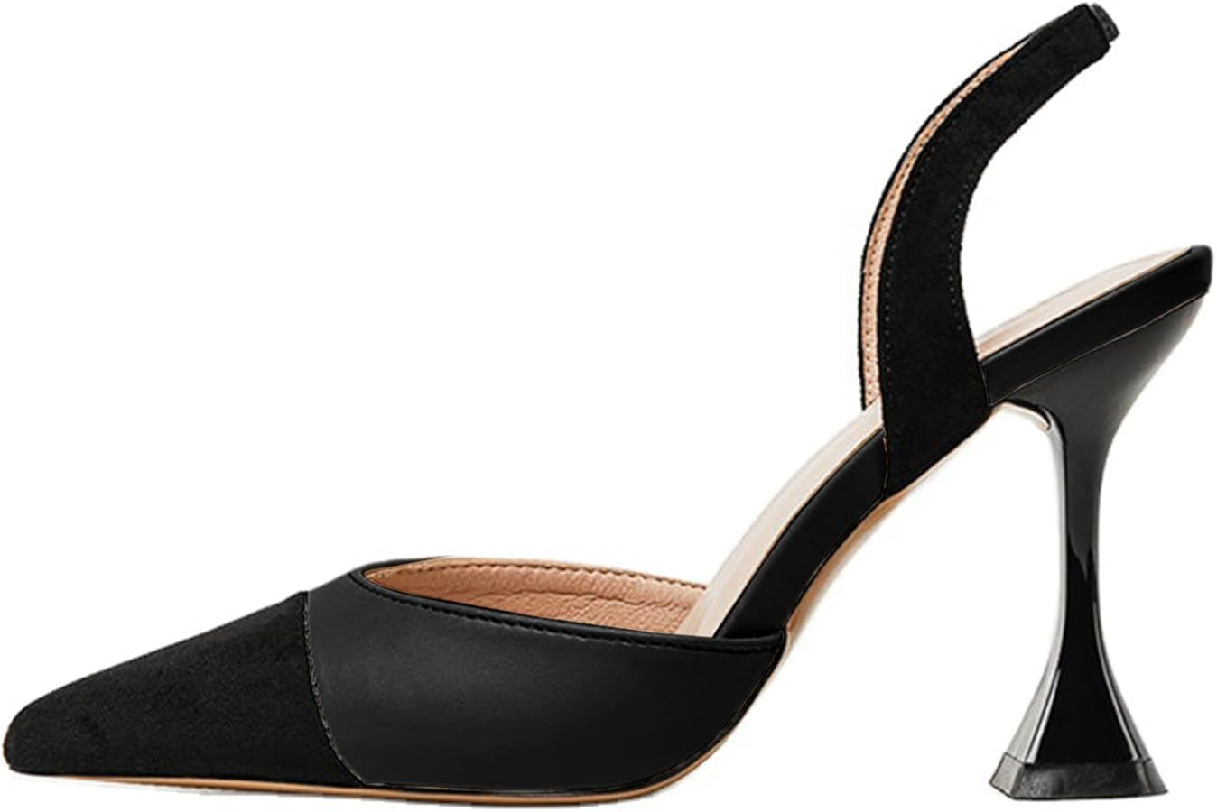 Coutgo Women's Slingback Pumps Pointed Toe Slip On Stiletto Heels Patchwork Dress Party Shoes | Amazon (US)