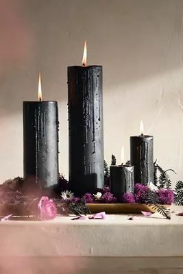 Black Pillar Candle, Unscented | Anthropologie (US)