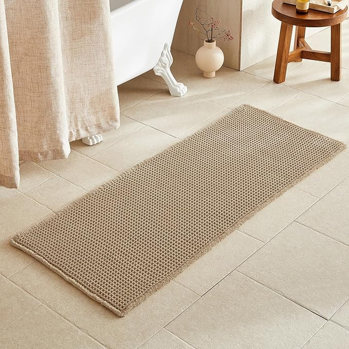 Waffle Runner Rug Bathroom, Long Boho Bathroom Rugs Non Slip Washable Super Absorbent Quick Dry F... | Amazon (US)