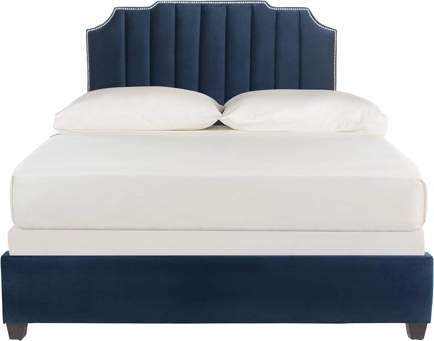 Safavieh Home Streep Modern Navy Velvet Bed, Queen | Amazon (US)