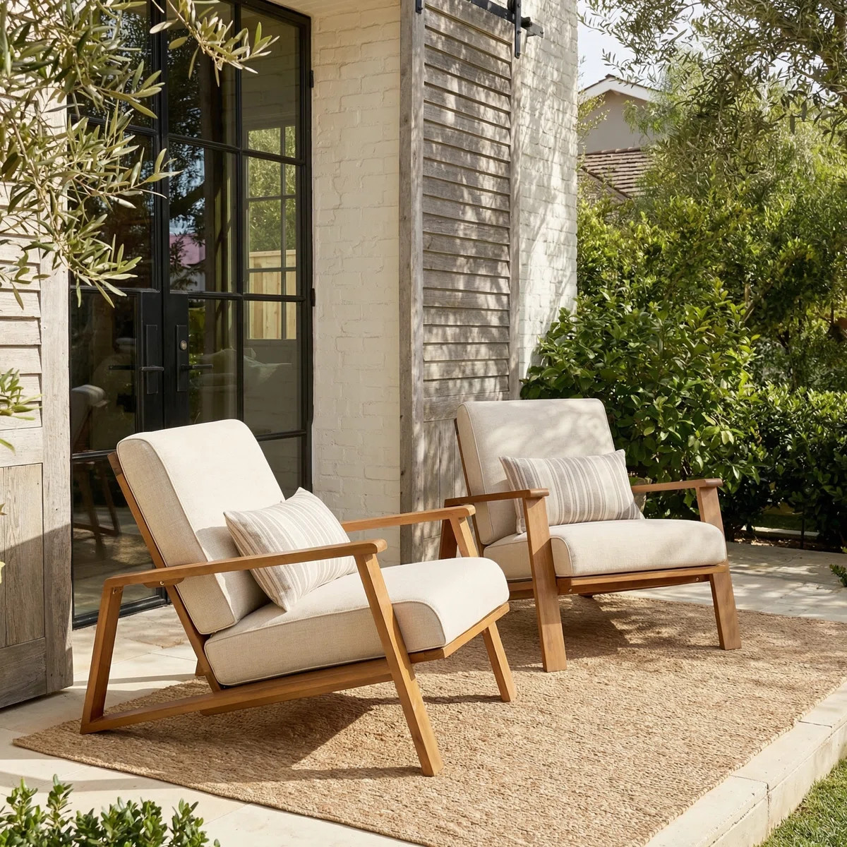 Isham Acacia Outdoor Lounge Chair (Set of 2) | Wayfair North America