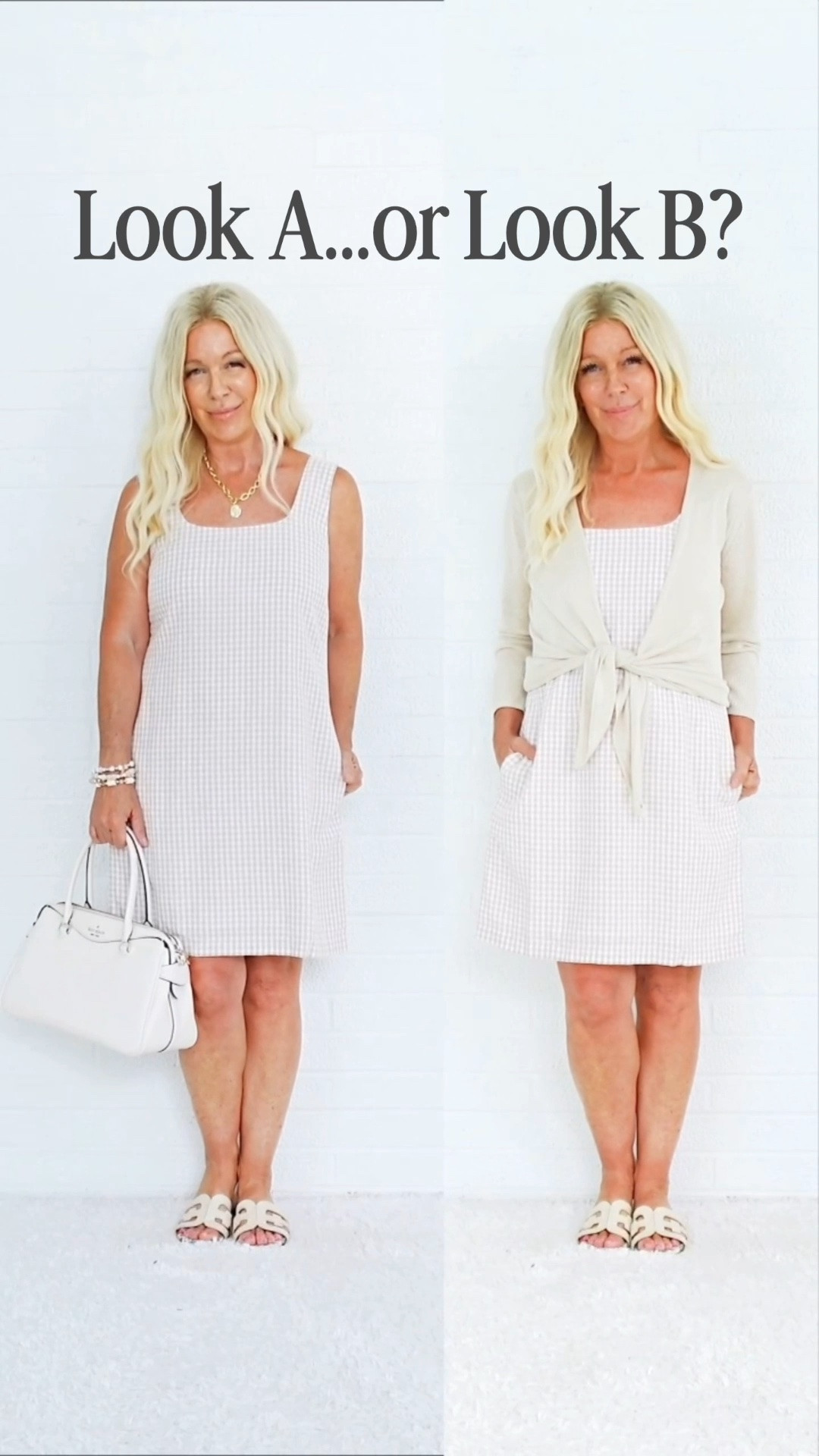 Same dress.

Same woman.

Completely different vibe.

✨ Look 1 feels polished, elevated, and classic.
✨ Look 2 feels soft, relaxed, and effortlessly chic.

It’s amazing what one simple styling change can do.

Which one are you choosing?

👇 Comment LOOK 1 or LOOK 2.

#womenover50 #over50style #midlifefashion #summerstyle #styleover50

#LTKOver40 #LTKSeasonal #LTKPetite