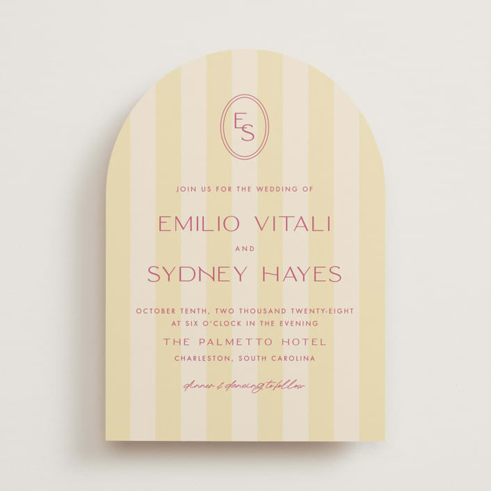 "palmetto" - Customizable Wedding Invitations in Yellow by Ellen Schlegelmilch. | Minted