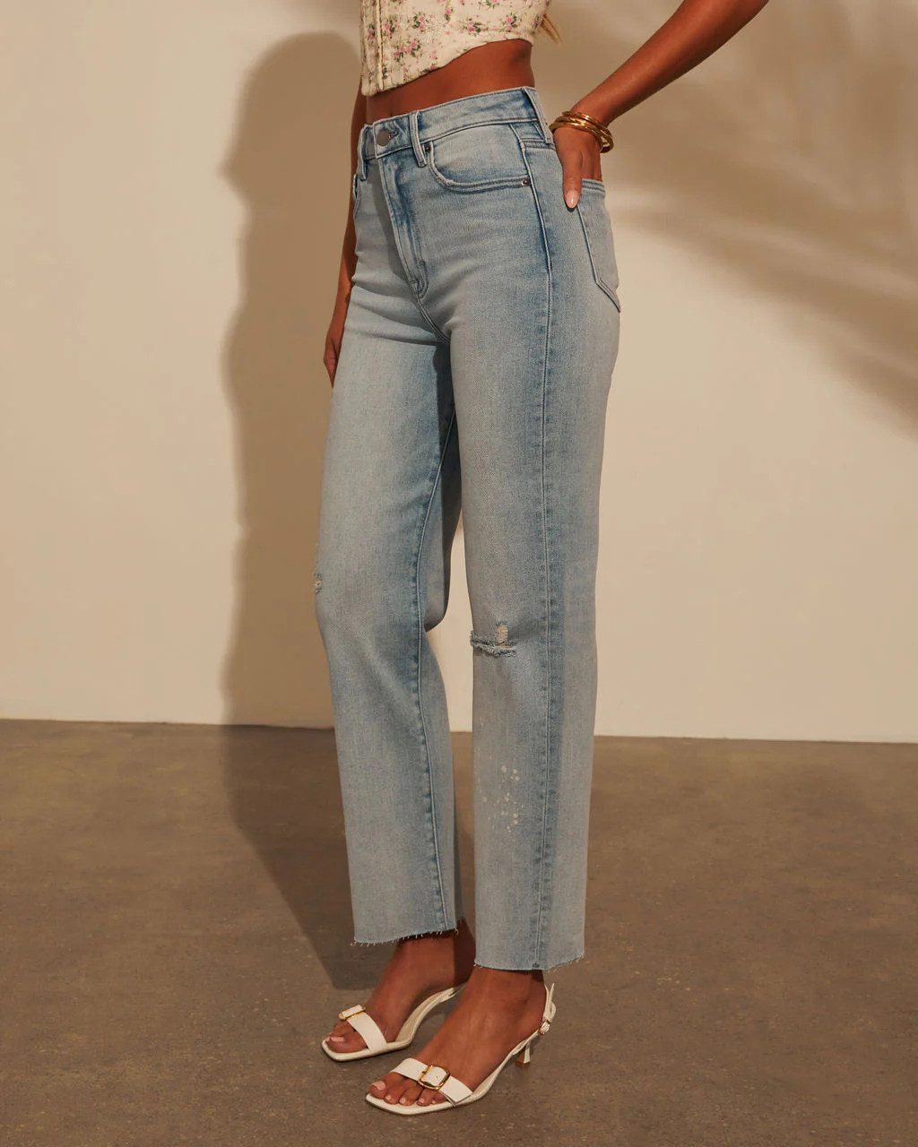 Frances Distressed Straight Leg Jeans | VICI