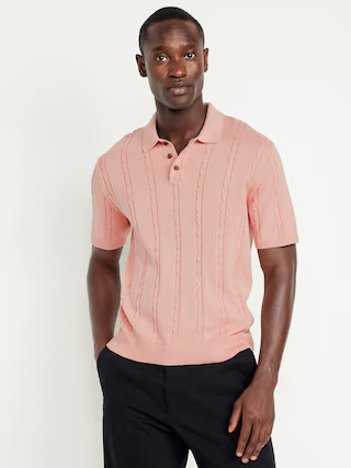 Short-Sleeve Cable-Knit Polo | Old Navy (US)