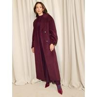 Michelle Keegan Wool Blend Cocoon Formal Coat - Burgundy | Very (UK)