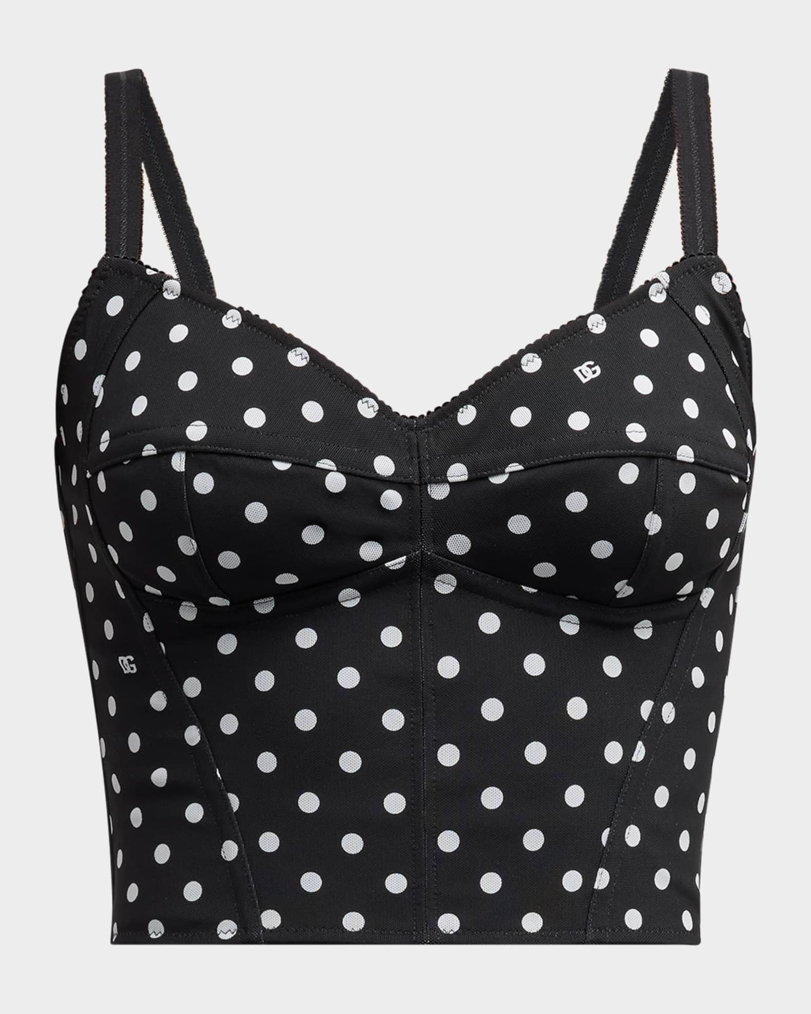 Logo Polka-Dot Print Marquisette Bustier Top | Neiman Marcus