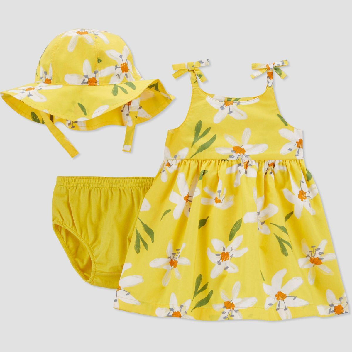 Carter's Just One You® Baby Girls' Floral Dress with Hat - Yellow/White | Target