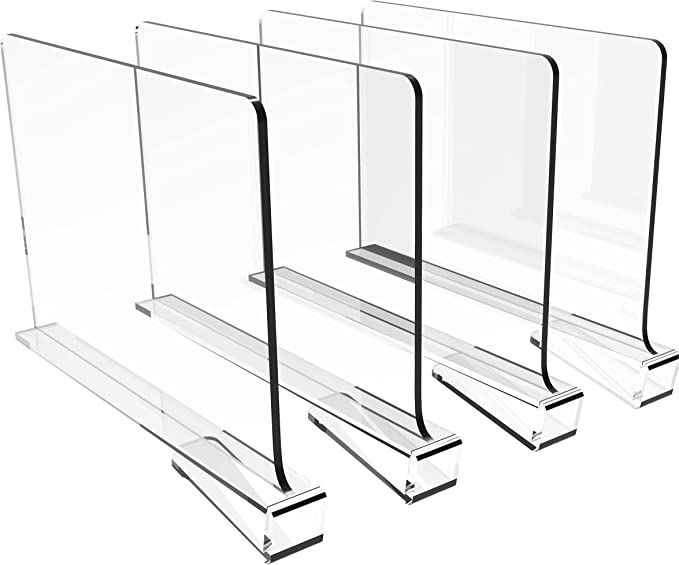 Cq acrylic 4PCS Shelf Dividers for Closets,Clear Acrylic Shelf Divider for Wood Shelves and Cloth... | Amazon (US)