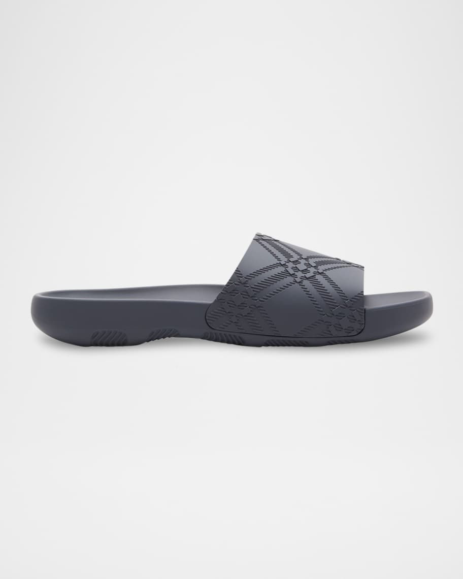 Men's Dive Embossed Check Slide Sandals | Neiman Marcus