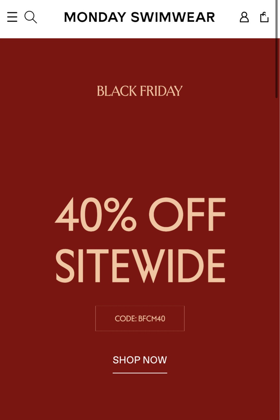 Monday Swimwear is 40% off site wide with code BFCM40

This is a phenomenal deal. It may be winter now, but summer will be here before you know it! 



#LTKStyleTip #LTKSwim #LTKHoliday