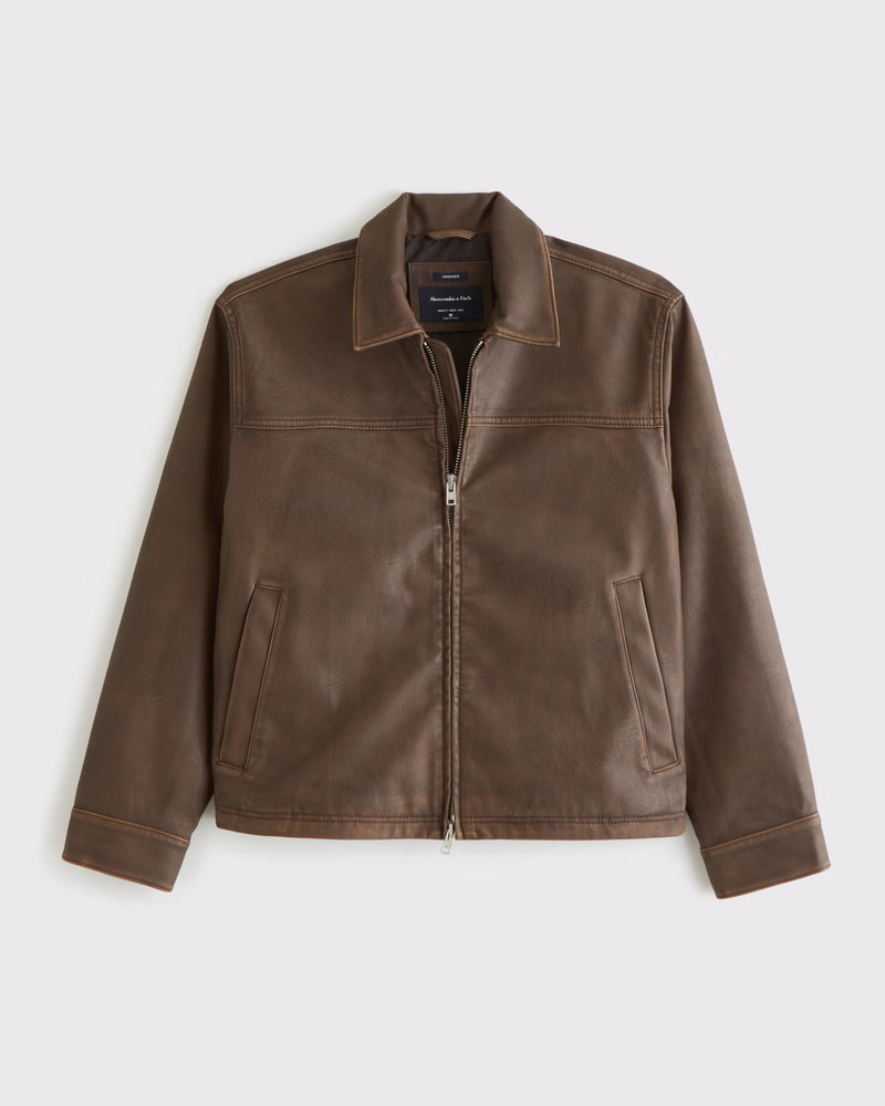 Men's Easy Vegan Leather Zip Jacket | Men's Coats & Jackets | Abercrombie.com | Abercrombie & Fitch (US)