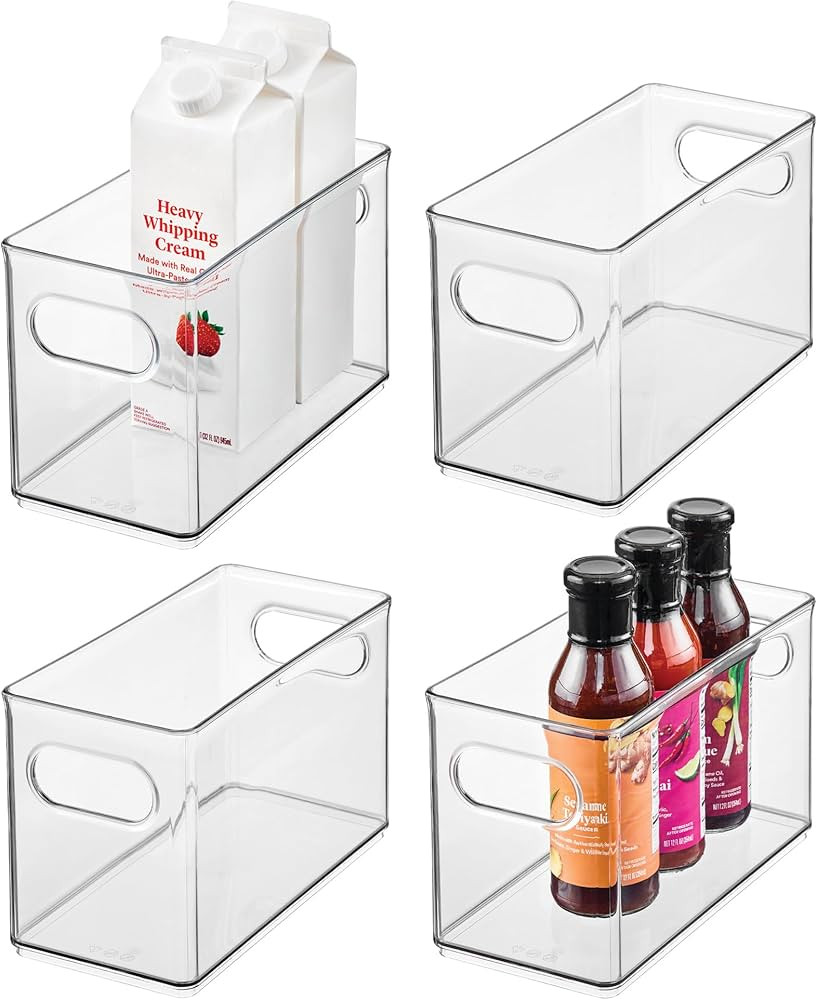 iDesign Slim Clear Plastic Stackable Storage Bin - Narrow Fridge, Pantry, or Kitchen Cabinet Orga... | Amazon (US)