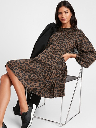 Print Satin Tiered Mini Dress | Banana Republic (US)