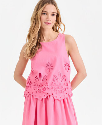 Women's Cotton Eyelet Lace Sleeveless Top, Macy's Exclusive | Macy's