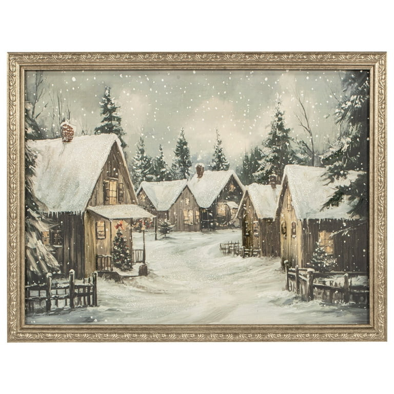 My Texas House Snowy Christmas Town Framed Holiday Wall Art 16x12 | Walmart (US)