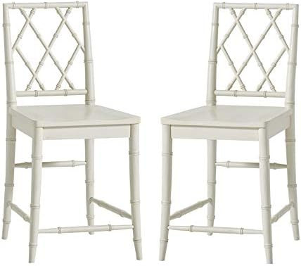 Universal Furniture Bamboo Carved X-Back 24" Counter Stool with Contoured Wood Seat in White (Set... | Amazon (US)
