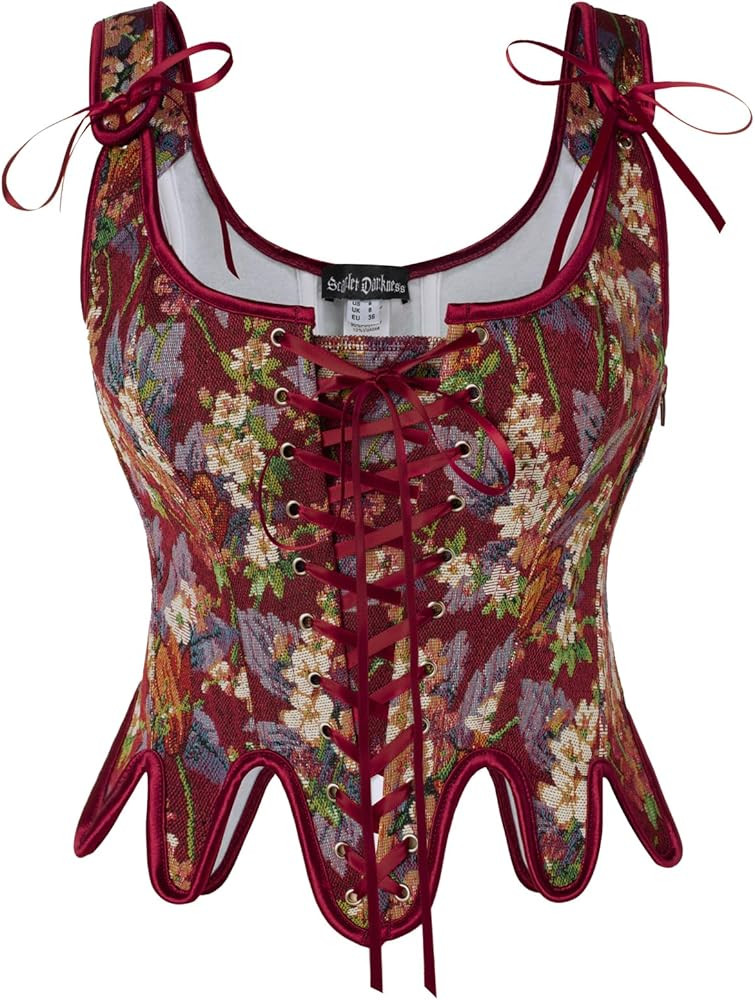 Scarlet Darkness Corset Tops for Women Renaissance Corset Floral Lace Up Bodyshaper Bustier | Amazon (US)