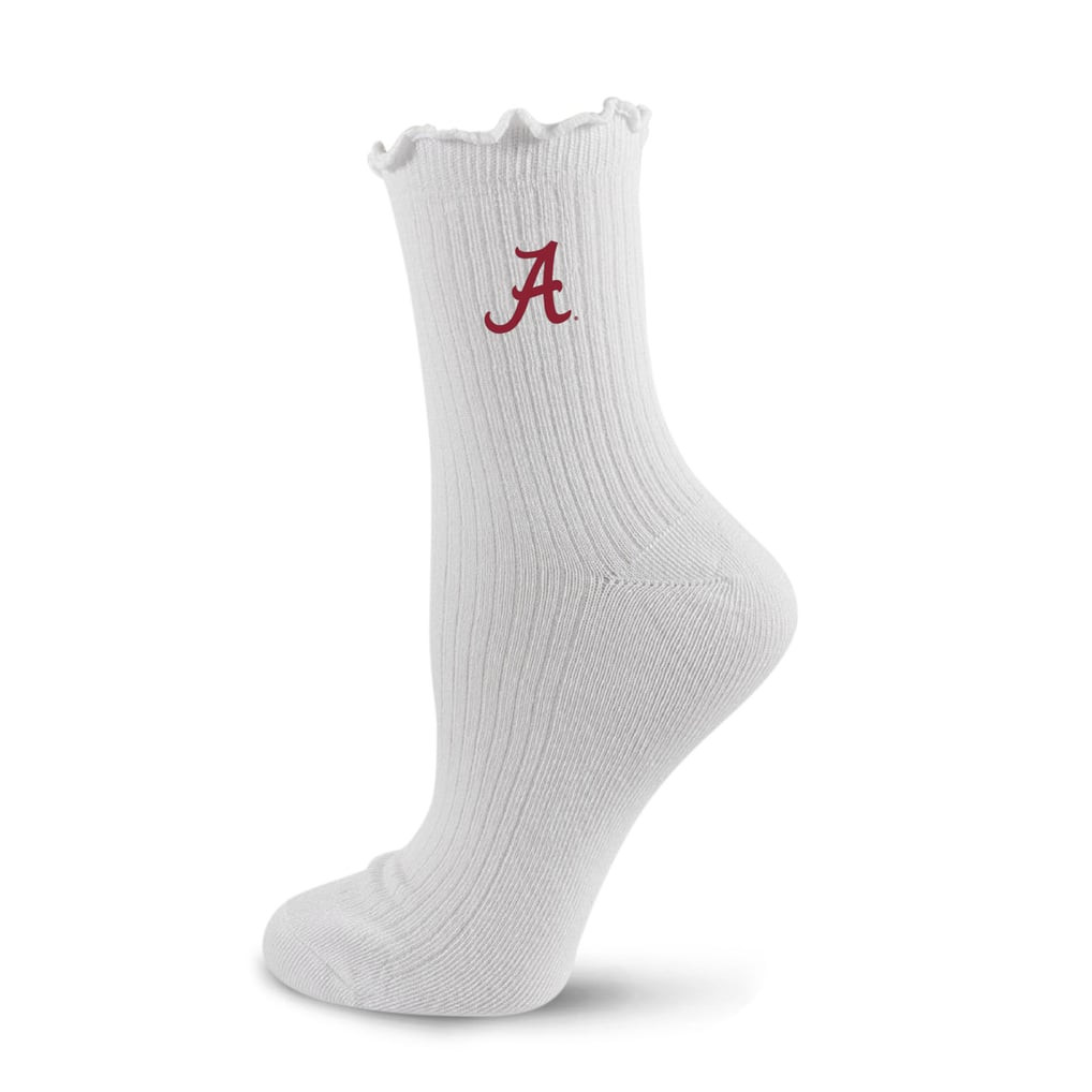 Alabama Crimson Tide PRO Compression Logo Lettuce Hem Quarter Socks - White | Fanatics