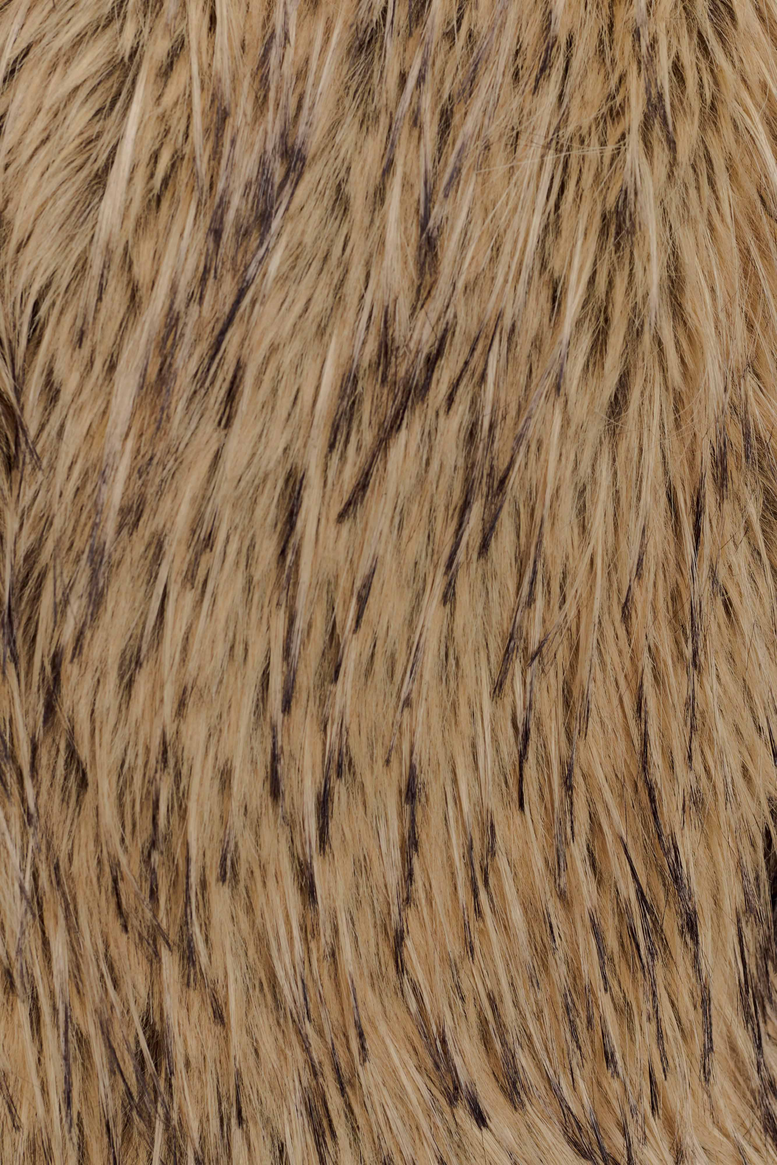 Ottie Mongolian Faux Fur Cropped Jacket - Brown Multi | MESHKI US