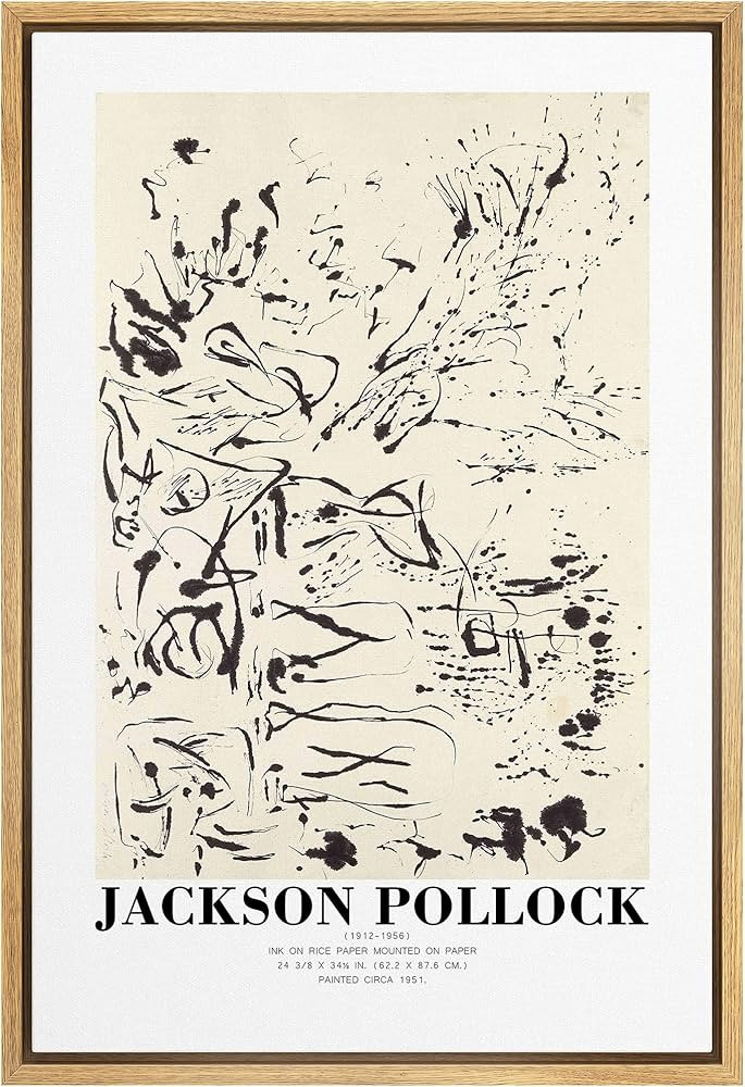 SIGNLEADER Framed Canvas Print Wall Art Jackson Pollock Ink Rice Paper Sketch Abstract Shapes Ill... | Amazon (US)
