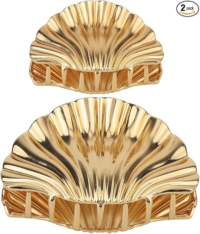 Tinoaly 2pcs Seashell Hair Clip, Fashionable Metal Hairpin Shell Hair Claw Barrette Mermaid Acces... | Amazon (UK)