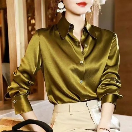 Tiametina - Plain Glitter Chiffon Shirt | YesStyle Global