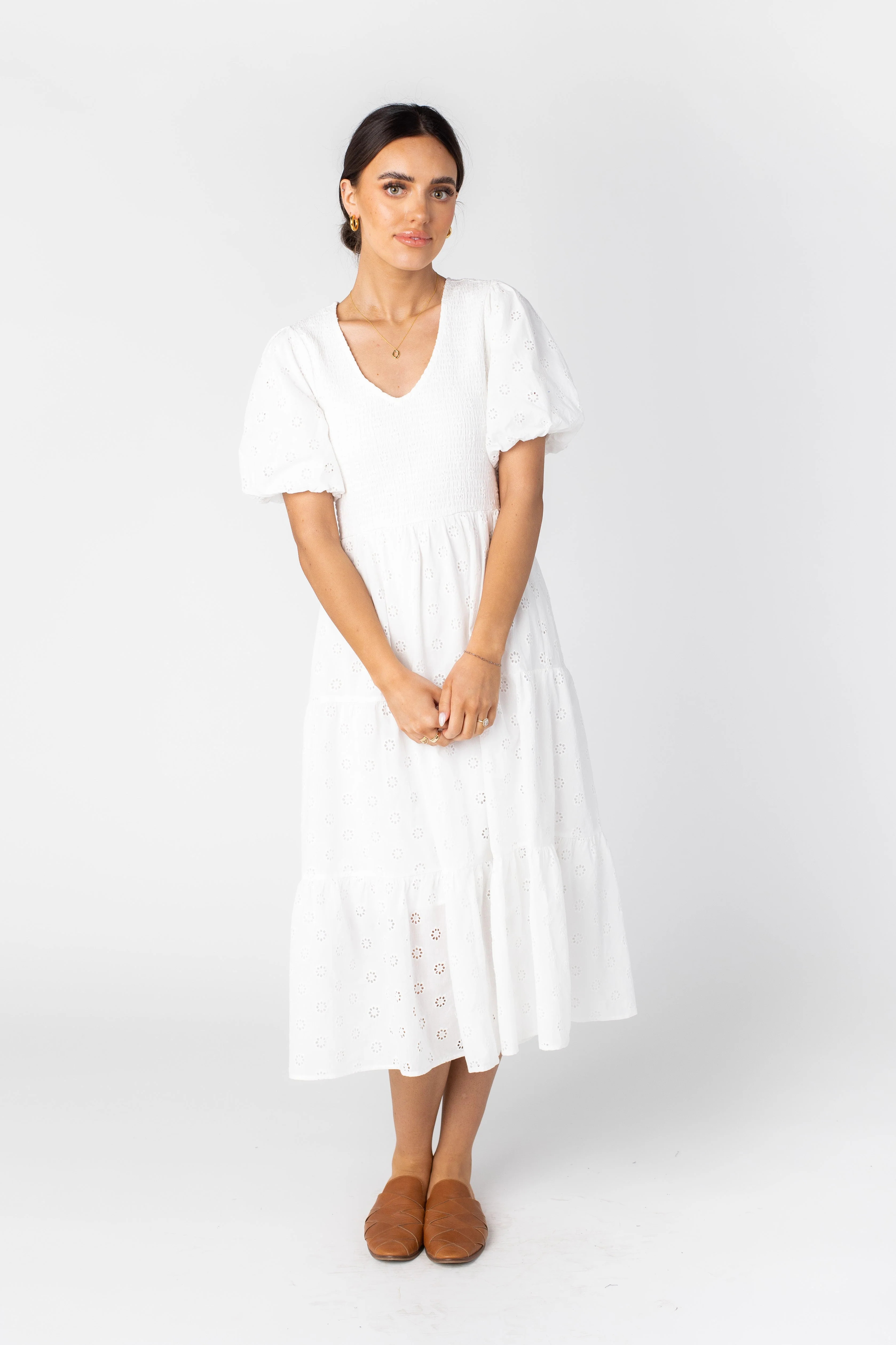 Brass & Roe Ella Eyelet Smocked Dress | Called To Surf