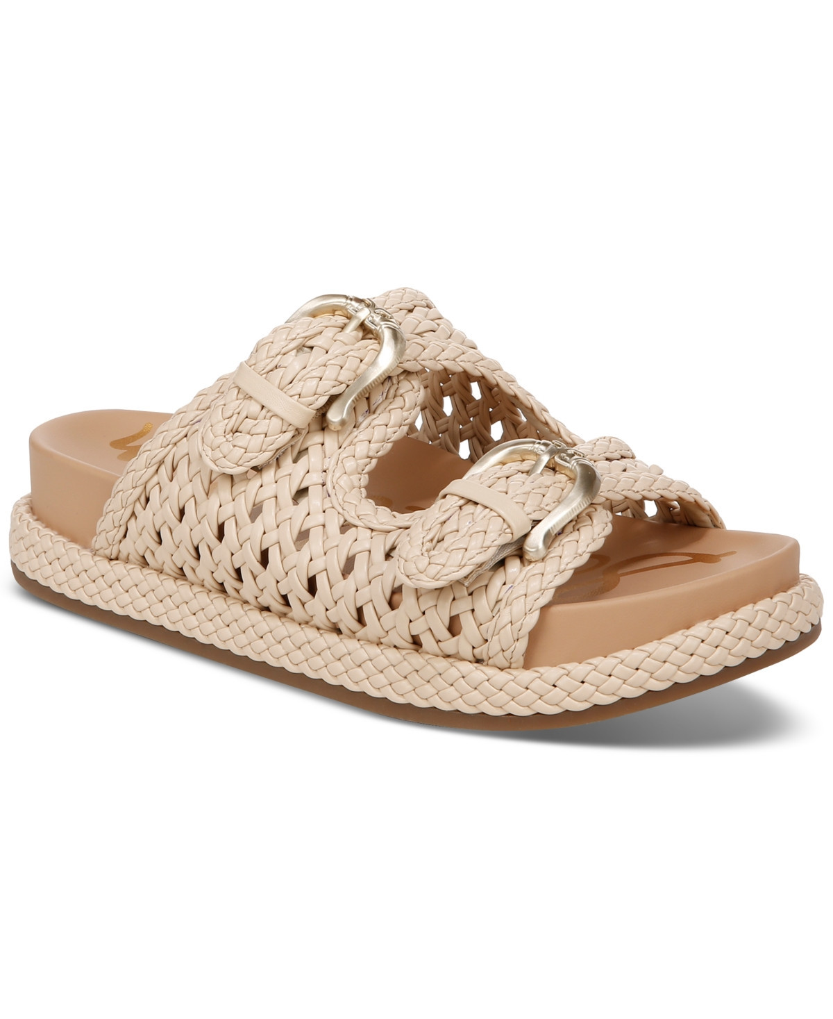 Sam Edelman Reid Woven Double Buckle Platform Sandals - Linen | Macy's