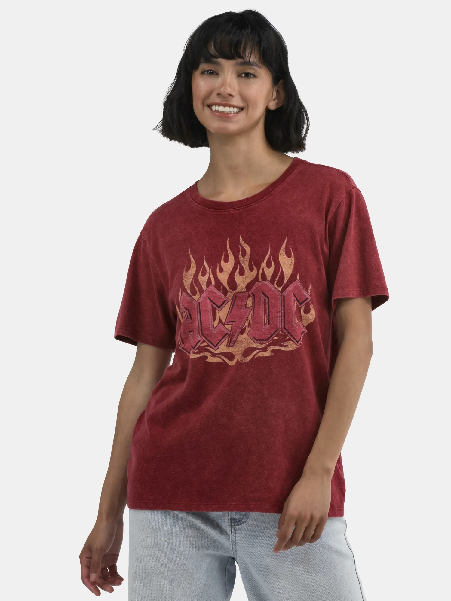 Time and Tru AC/DC Flames Women's Graphic Tee, Sizes XS-XXXL | Walmart (US)