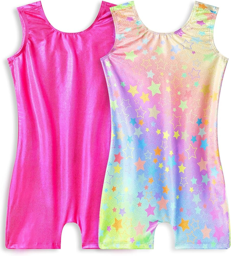 Snowheart Gymnastics Leotards for Girls 2-Pack, Sparkly Toddler Biketards Sleeveless for Tumbling... | Amazon (US)