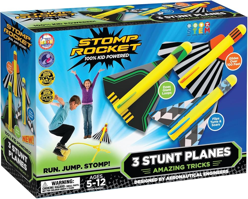 Stomp Rocket Stunt Plane Launcher Toy for Kids - 3 Foam Airplane Toy Soars Over 100 Feet - Unique... | Amazon (US)