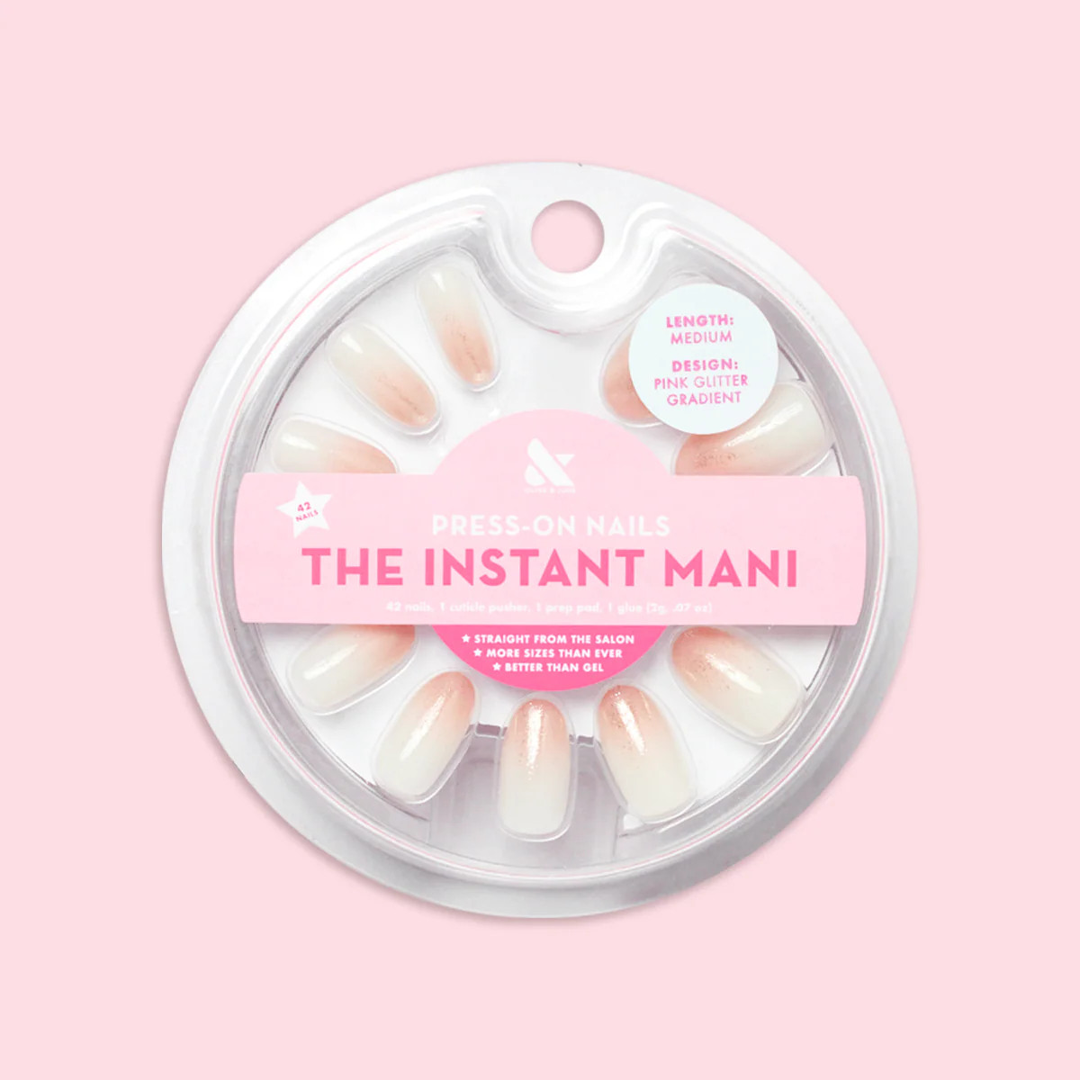 Pink Glitter Gradient - Press-On | Medium | Oval | Olive & June