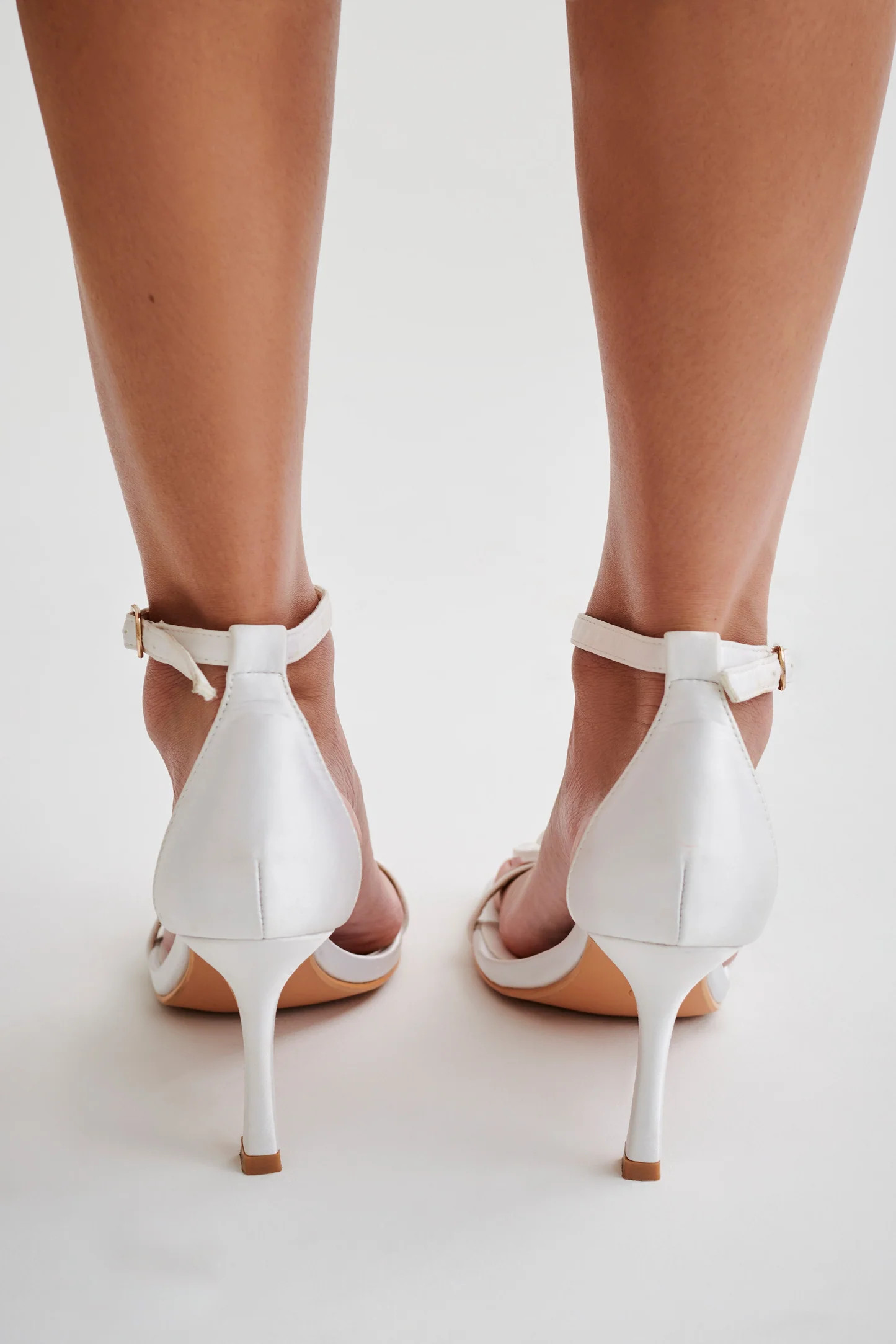 Lara Rose Satin Heel - White | Meshki (APAC)