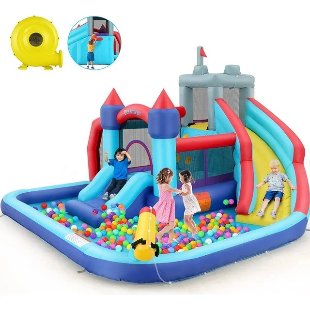 Qhomic Inflatable Bounce House for Toddlers with Blower, Children's Castle with Bouncing Slides, ... | Walmart (US)