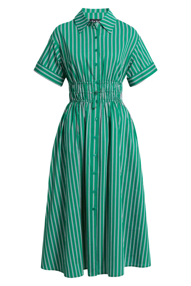 Stripe Drawcord Waist Shirtdress (Women) | Nordstrom | Nordstrom