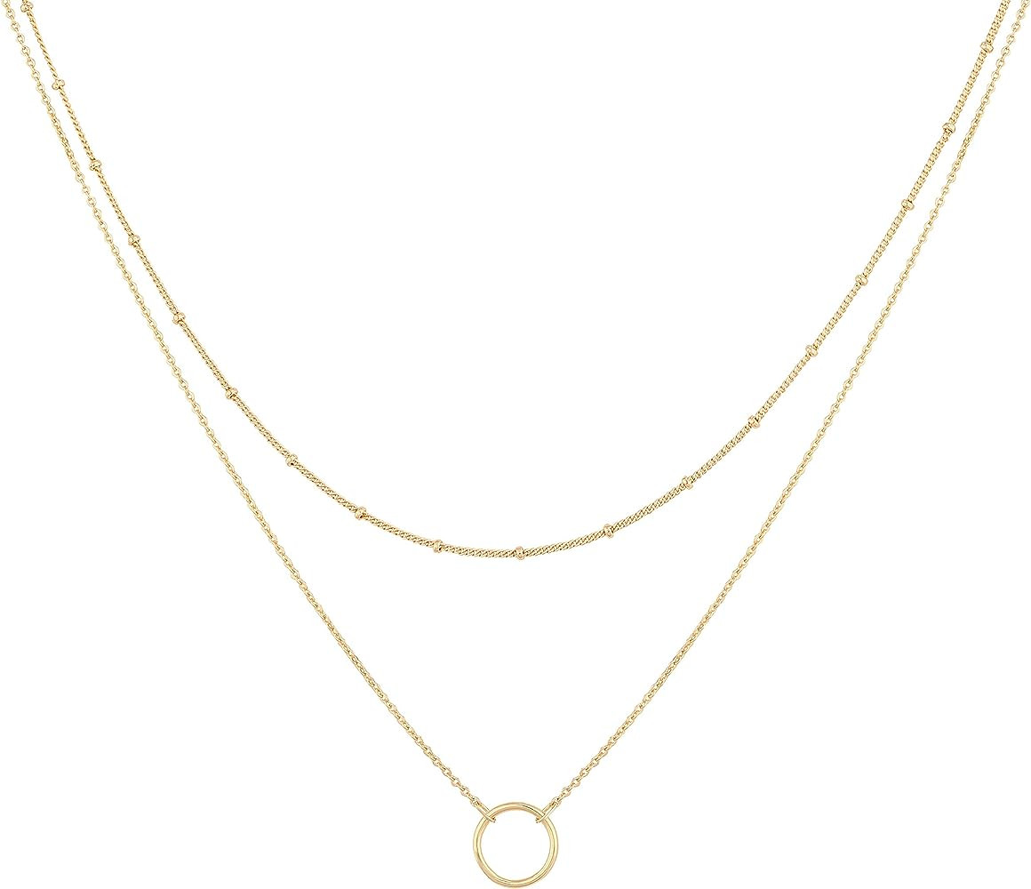 MEVECCO Layered Heart Necklace Pendant Handmade 18k Gold Plated Dainty Gold Choker Arrow Bar Laye... | Amazon (US)
