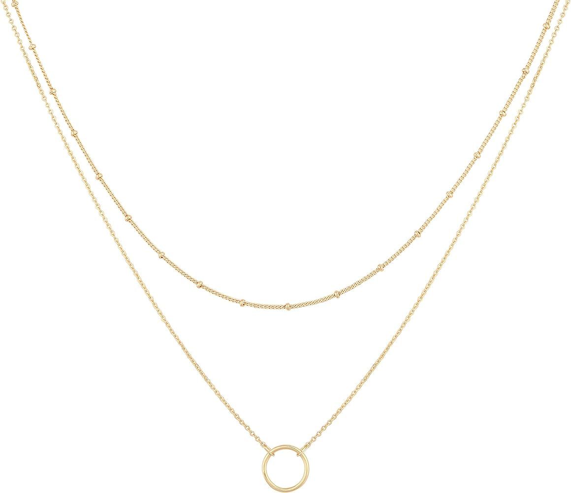 Amazon.com: MEVECCO Gold Layered Choker Necklace for Women,18K Gold Plated Cute Dainty Karma Roun... | Amazon (US)