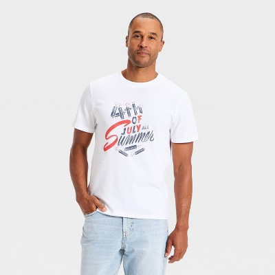 Men's Short Sleeve 4th of July Summer Graphic T-Shirt - Goodfellow & Co™ White M | Target