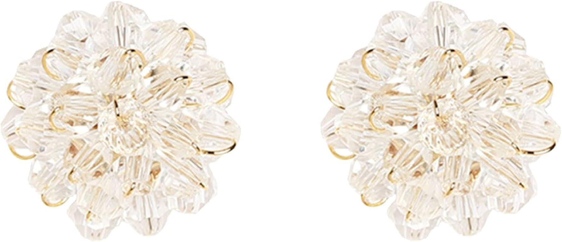 Black White Pink Beaded Stud Earrings for Women Statement Earrings Flower Cluster Bohemian Sterli... | Amazon (US)